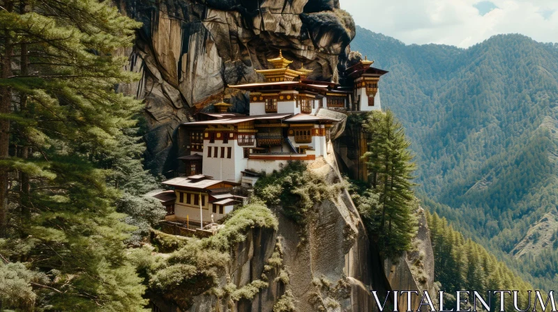 Enchanting Monastery on a Cliff | Tranquil Nature Scene AI Image
