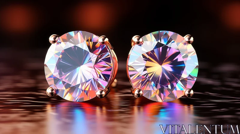 AI ART Exquisite Diamond Stud Earrings | White Gold Jewelry