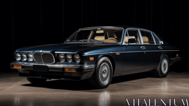 Vintage Jaguar Car in Light Indigo and Light Beige | Luxurious and Retro Design AI Image