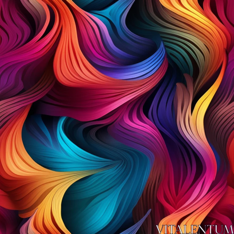 AI ART Colorful Abstract Waves Painting for Contemporary Spaces