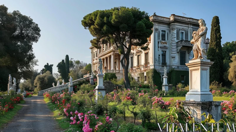 Enchanting Italian Villa with a Picturesque Garden AI Image