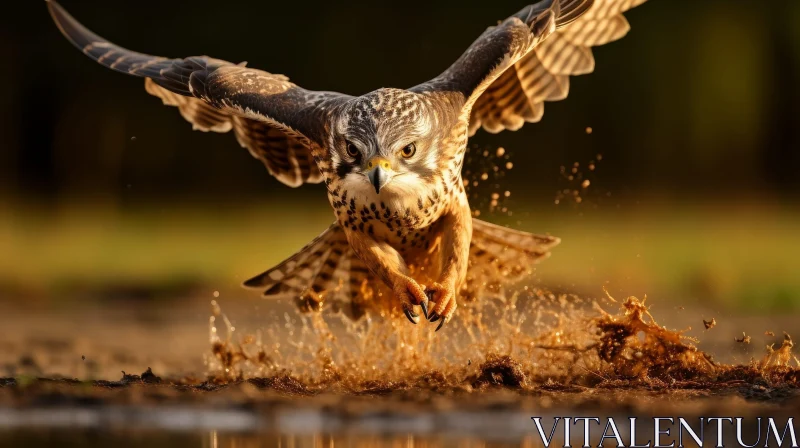 AI ART Hawk Hunting Over Water - Wildlife Photography