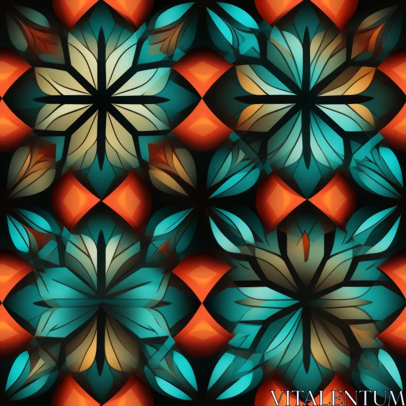 Kaleidoscopic Floral Pattern with Stars AI Image