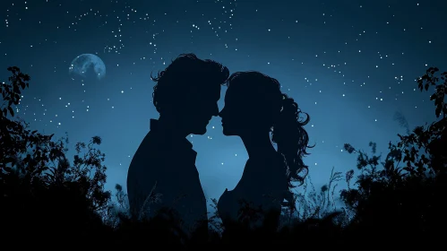 Moonlit Romance in a Field