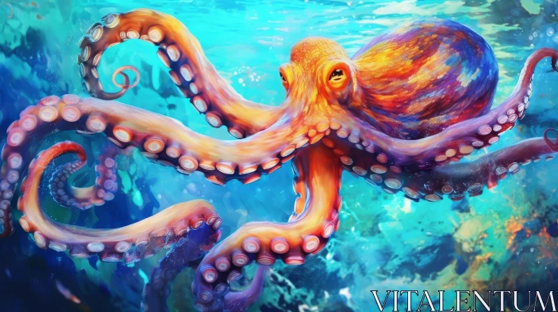Octopus Digital Painting in Realistic Style AI Image