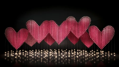 Pink Heart Chandeliers on Dark Background
