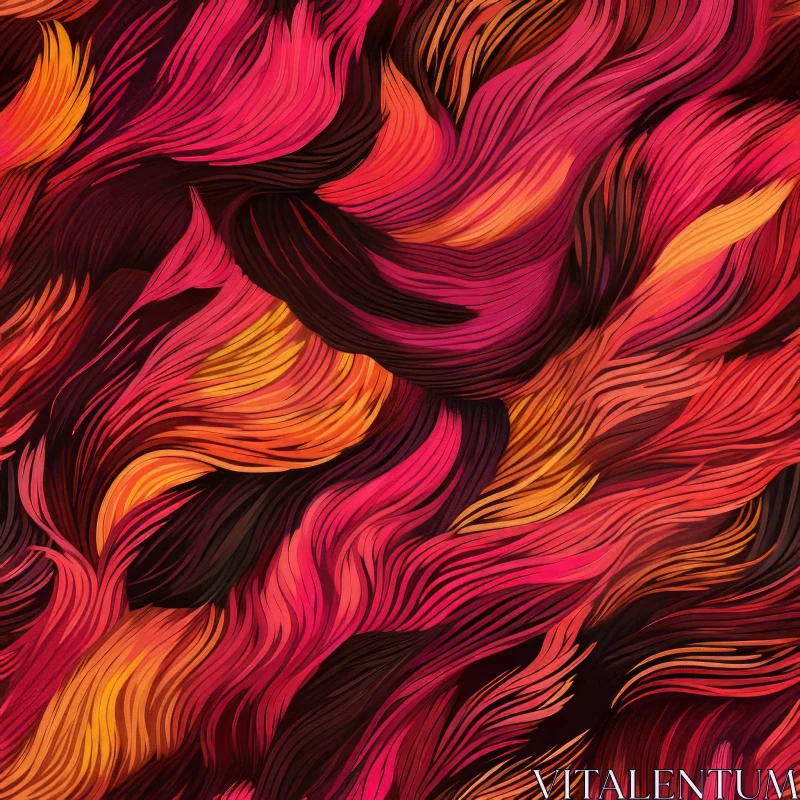 Red, Orange, Yellow Waves Seamless Pattern AI Image