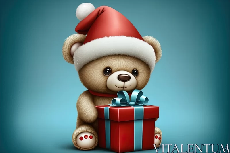 Teddy Bear Christmas Illustration | Hyper-Realistic Animal Art AI Image