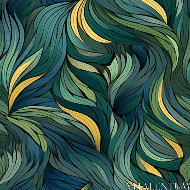 Blue and Green Abstract Waves Pattern AI Image