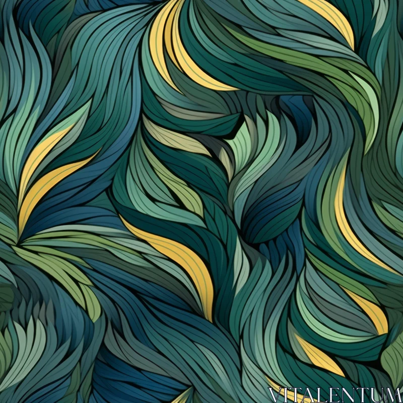 AI ART Blue and Green Abstract Waves Pattern