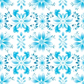 Blue and White Floral Tile Pattern - Seamless Design