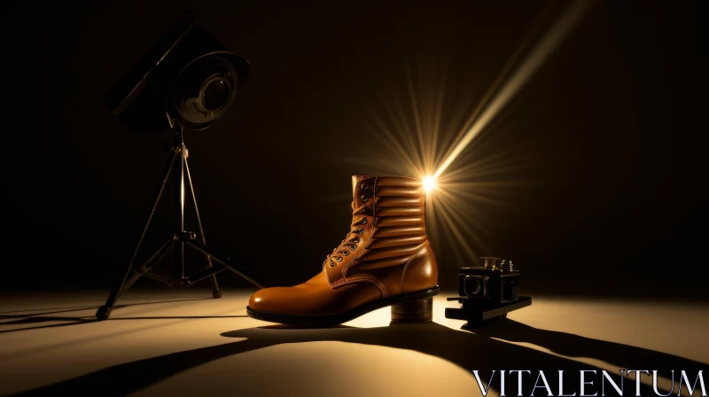 Brown Leather Boot Product Shot AI Image