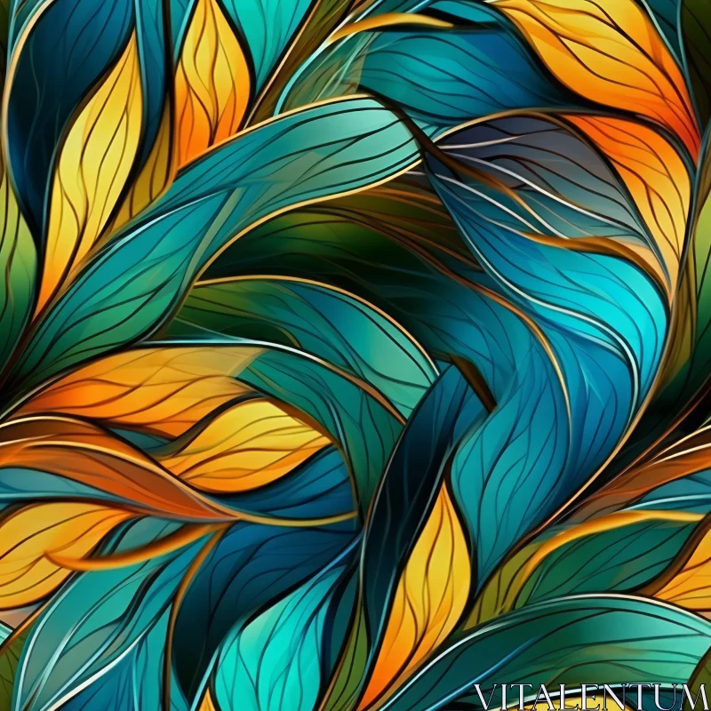 Colorful Leaves Seamless Pattern for Backgrounds AI Image