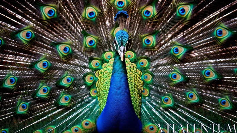 Colorful Peacock Feathers Close-Up AI Image