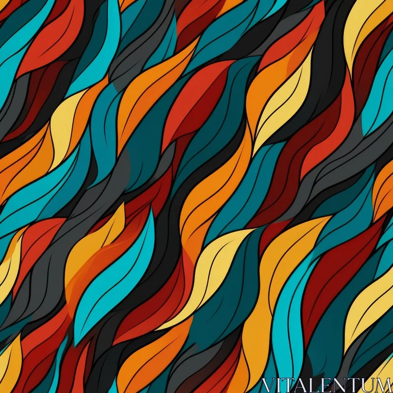 AI ART Colorful Waves Seamless Pattern | Detailed Hand-drawn Design