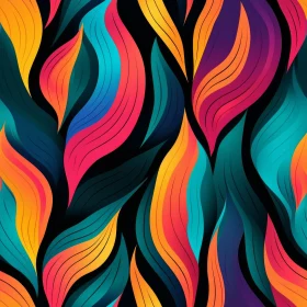 Colorful Waves Seamless Pattern on Black Background