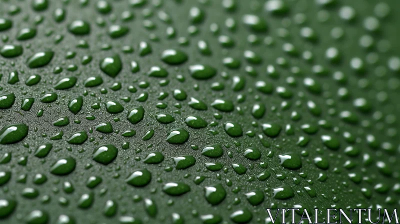 Enchanting Water Drops on Green Surface AI Image