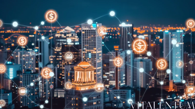 Glowing Cityscape: A Captivating Symbol of Connectivity AI Image
