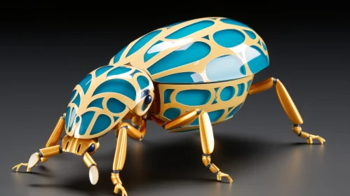 Golden and Blue Beetle 3D Rendering
