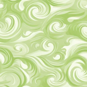 Green and White Swirls Seamless Pattern