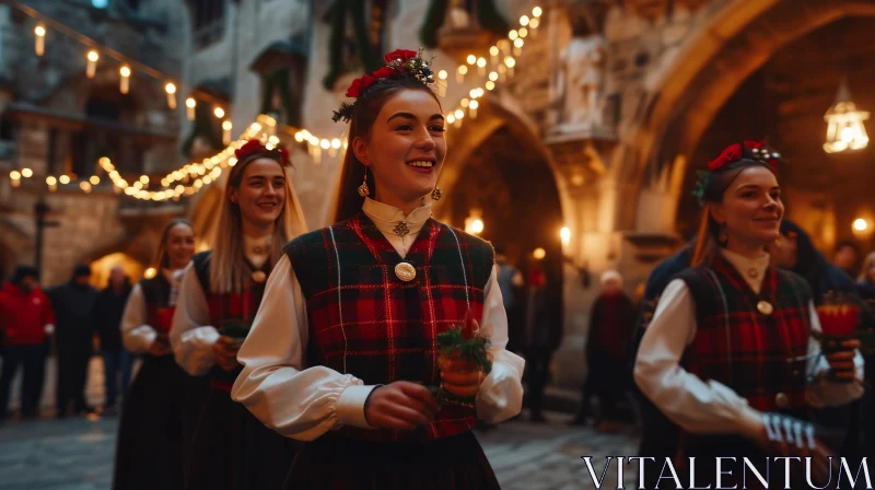 Joyful Bavarian Women in Traditional Clothing AI Image