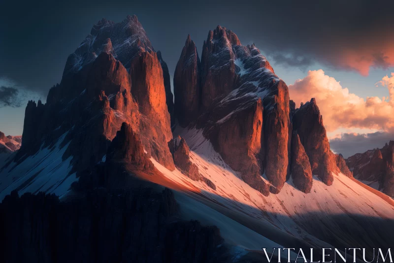 Majestic Mountain Range at Sunset: Capturing the Essence of Nature AI Image