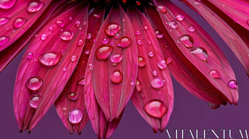 Pink Flower Close-Up with Water Drops AI Image