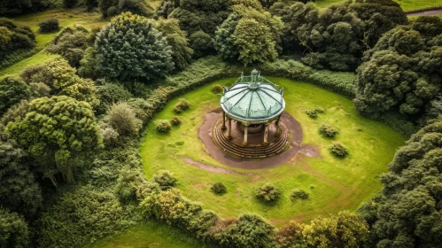 Aerial Shot of Bandstand in Park with Green Roof