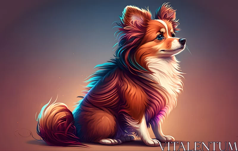 Captivating Brown Dog Artwork on Dark Background | Anime-inspired Illustration AI Image