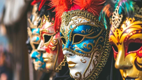 Colorful Venetian Masks: A Captivating Image of Paper-Mache Artistry