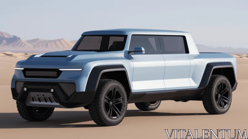 Electric Pickup Truck Concept in Desert | Contrasting Textures AI Image