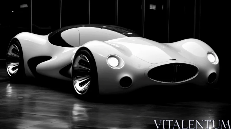 Futuristic White Car with Meticulous Design | Monochromatic Masterpieces AI Image