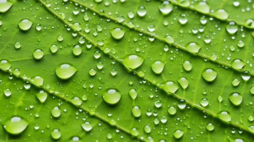 Green Leaf with Water Drops: A Sparkling Close-Up