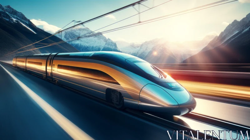 AI ART High-Speed Train in Mountainous Landscape