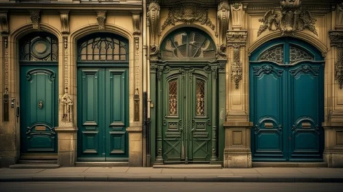 Intricate Carved Wooden Doors | Green Paint | Architecture