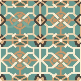 Moroccan Geometric Pattern - Teal, Brown, Cream