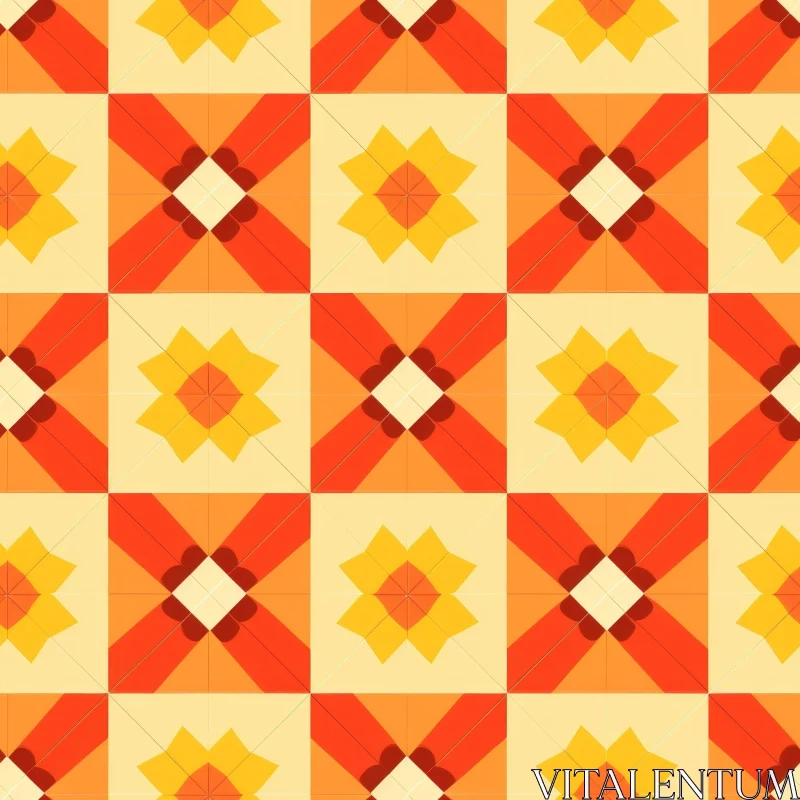 AI ART Multicolored Square Pattern - Traditional Moroccan Tiles