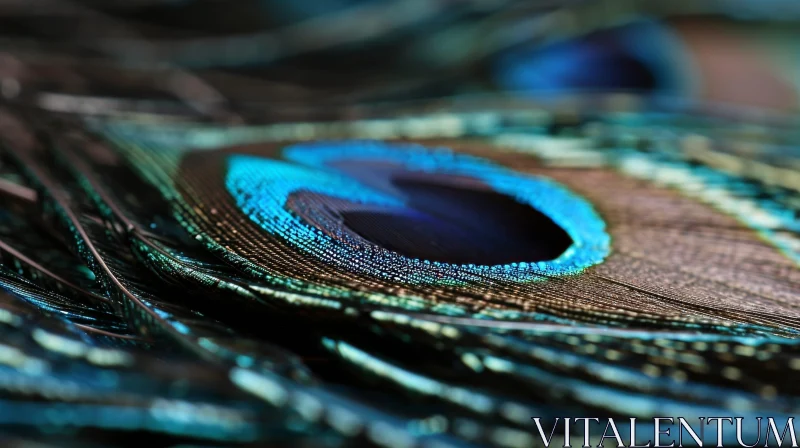 Peacock Feather Close-up - Detailed Colorful Macro Shot AI Image