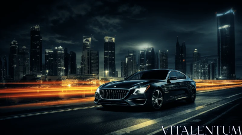 Black Coupe in the City at Night | Luxurious Hyundai Elantic AI Image