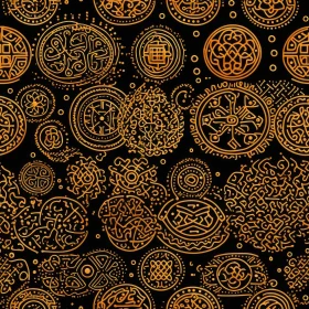 Golden Celtic Knots Pattern on Black Background
