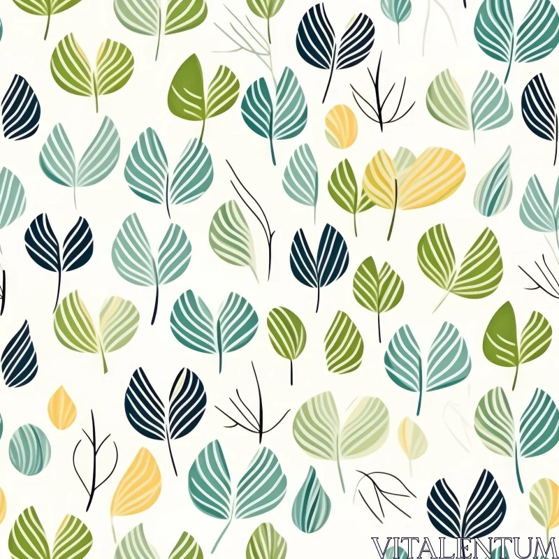 AI ART Green and Blue Leaves Seamless Pattern