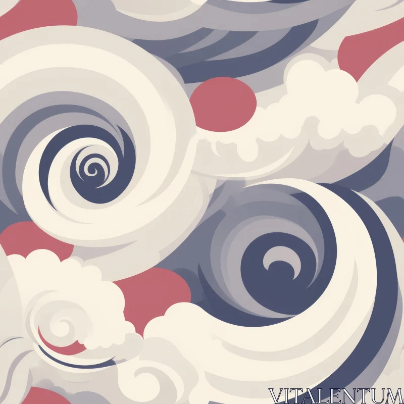 Japanese Clouds Seamless Pattern | Traditional Style AI Image