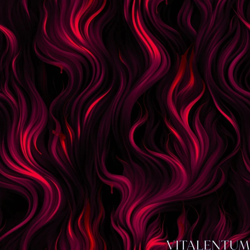 Wavy Red and Pink Flames Seamless Pattern on Black Background AI Image