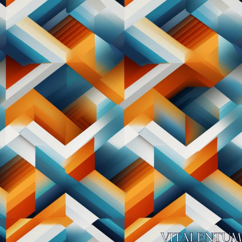 Blue Orange 3D Geometric Pattern AI Image