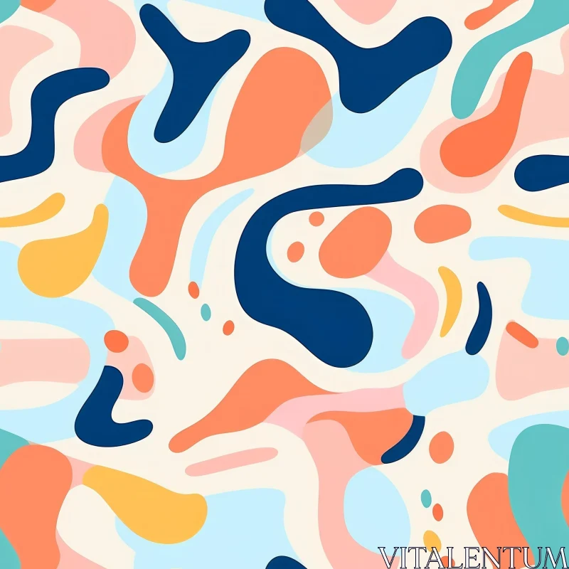 Cheerful Organic Shapes Abstract Pattern AI Image