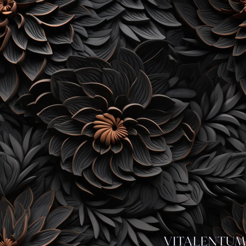AI ART Dark Gray Flowers Seamless Pattern - Background Texture Design