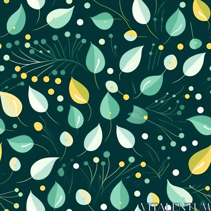 AI ART Green and Yellow Floral Vector Pattern