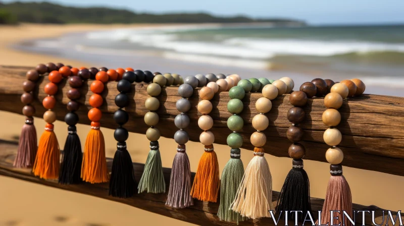 AI ART Handmade Wooden Mala Beads Collection by the Beach