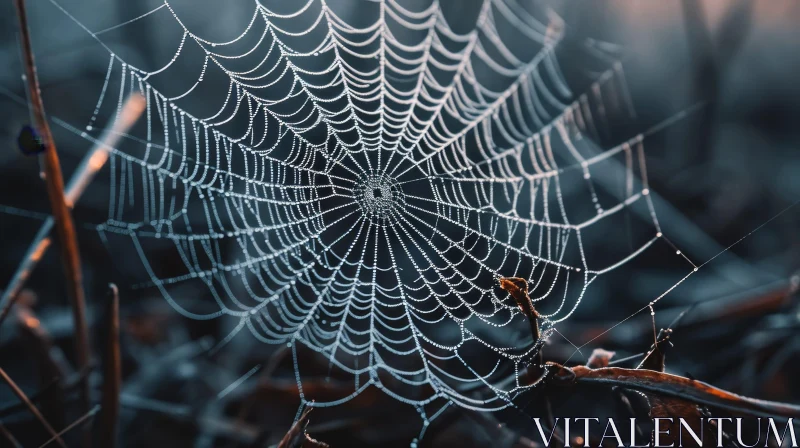 Morning Dew on Delicate Spider Web AI Image