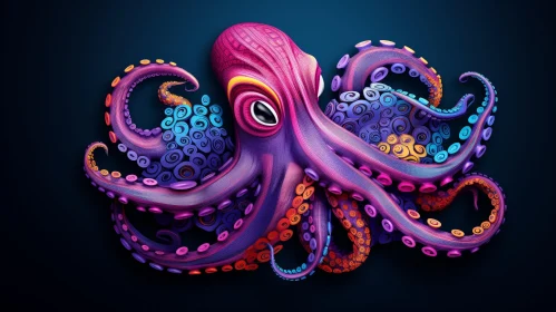 Pink and Purple Octopus 3D Rendering